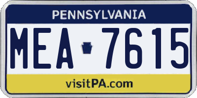 PA license plate MEA7615