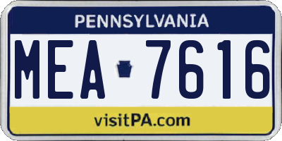 PA license plate MEA7616