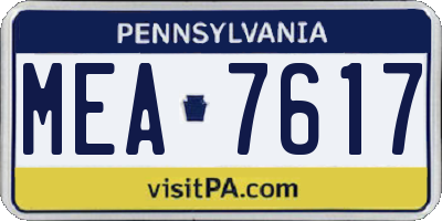 PA license plate MEA7617