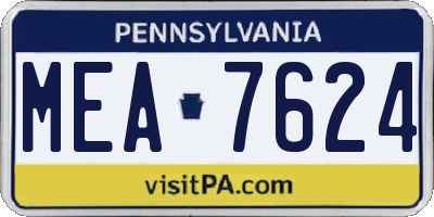 PA license plate MEA7624
