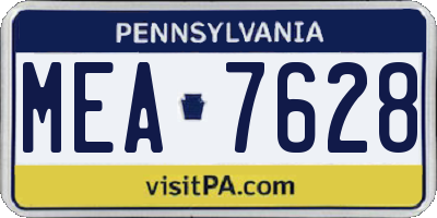 PA license plate MEA7628