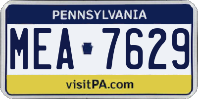PA license plate MEA7629