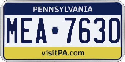 PA license plate MEA7630