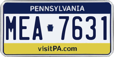 PA license plate MEA7631