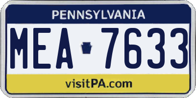 PA license plate MEA7633