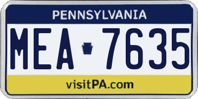 PA license plate MEA7635