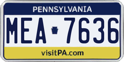 PA license plate MEA7636