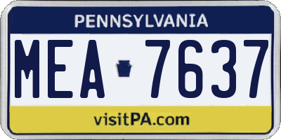 PA license plate MEA7637