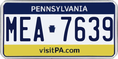 PA license plate MEA7639