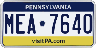 PA license plate MEA7640