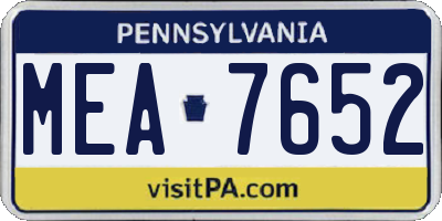 PA license plate MEA7652