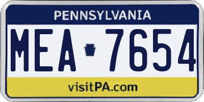 PA license plate MEA7654