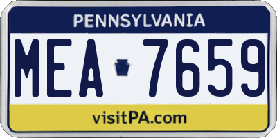 PA license plate MEA7659