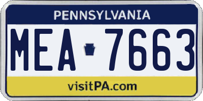 PA license plate MEA7663
