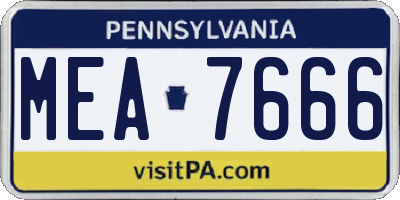 PA license plate MEA7666