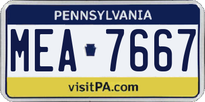 PA license plate MEA7667