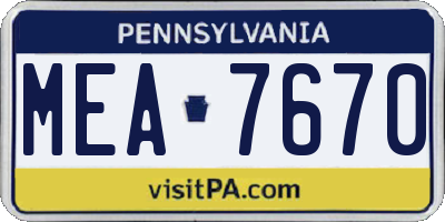 PA license plate MEA7670
