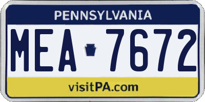 PA license plate MEA7672