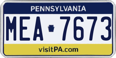 PA license plate MEA7673