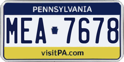 PA license plate MEA7678