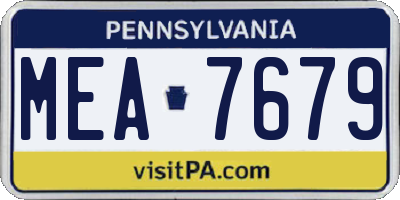 PA license plate MEA7679