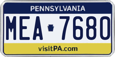PA license plate MEA7680