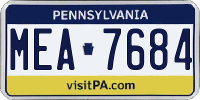 PA license plate MEA7684