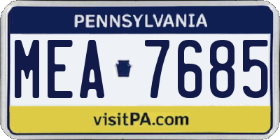 PA license plate MEA7685