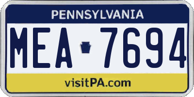 PA license plate MEA7694
