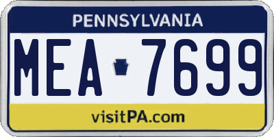 PA license plate MEA7699