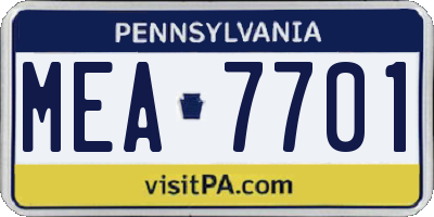 PA license plate MEA7701