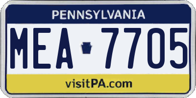 PA license plate MEA7705