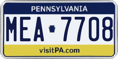 PA license plate MEA7708