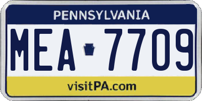 PA license plate MEA7709