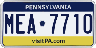 PA license plate MEA7710