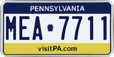 PA license plate MEA7711