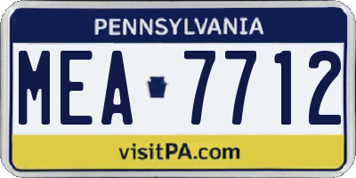 PA license plate MEA7712
