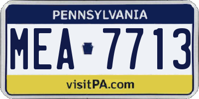 PA license plate MEA7713