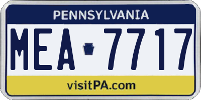 PA license plate MEA7717