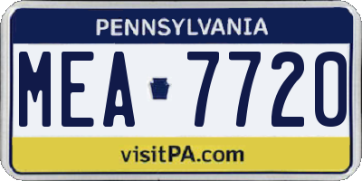 PA license plate MEA7720