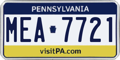 PA license plate MEA7721