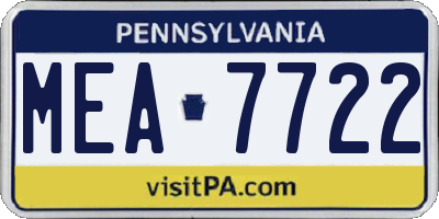 PA license plate MEA7722