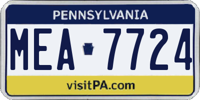 PA license plate MEA7724