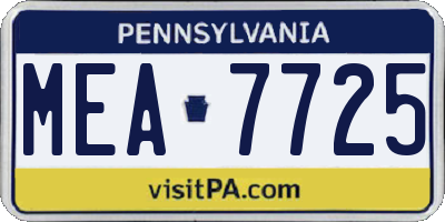 PA license plate MEA7725
