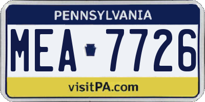 PA license plate MEA7726