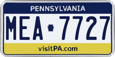 PA license plate MEA7727
