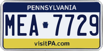 PA license plate MEA7729