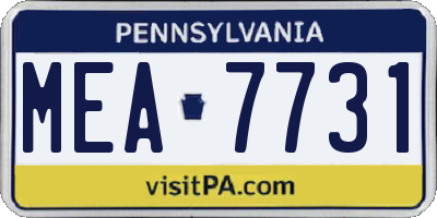 PA license plate MEA7731