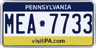 PA license plate MEA7733