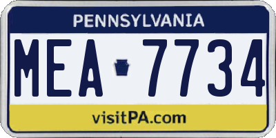 PA license plate MEA7734